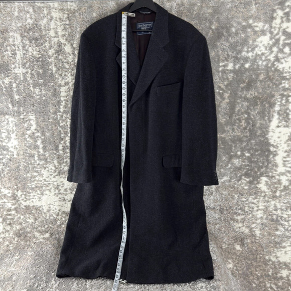 Burberrys Mens Size 50 XXXL Wool Notched Trench Coat Black Long Sleeve Pockets - Picture 4 of 10